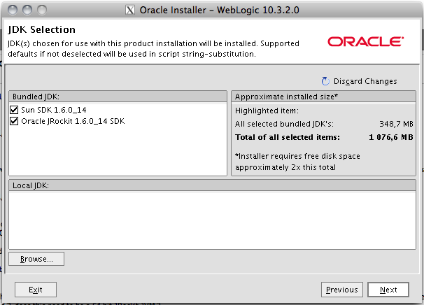 Oracle Installer - Weblogic 10.3.2.0