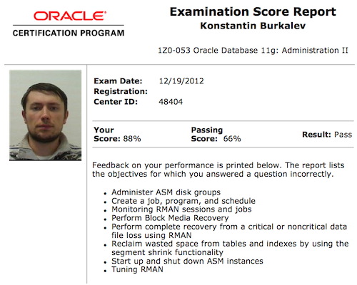 ocp-1z0-053-my-exam-results