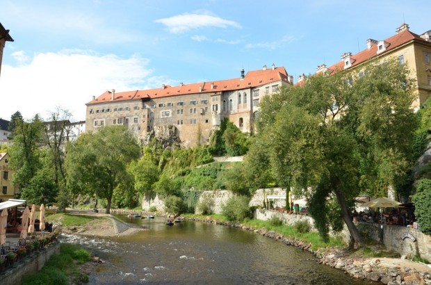 Вид на замок Крумлов снизу
